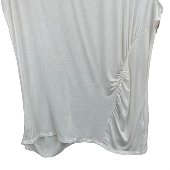 H by Bordeaux off white ivory cap sleeve ruched short sleeve tee extra large - Picture 7 of 12